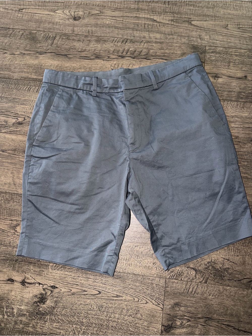 Uniqlo Men's Slate Blue Flat-Front Shorts